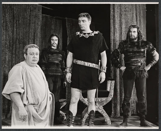 Patrick Hines, Philip Bosco and unidentified others in the 1965 American Shakespeare Festival production of Coriolanus