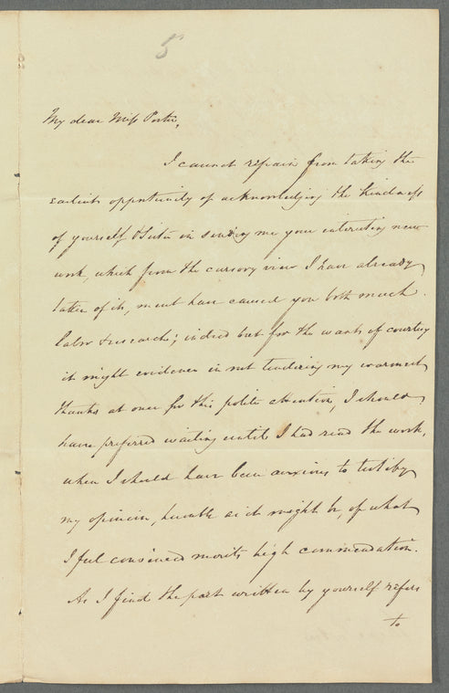 John Garratt to Jane Porter, autograph letter signed