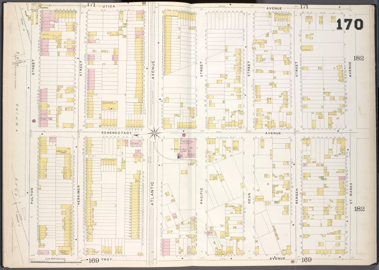 Brooklyn, V. 7, Double Page Plate No. 170 [Map bounded by Utica Ave., St. Marks Ave., Troy Ave., Fulton St.]