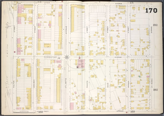 Brooklyn, V. 7, Double Page Plate No. 170 [Map bounded by Utica Ave., St. Marks Ave., Troy Ave., Fulton St.]