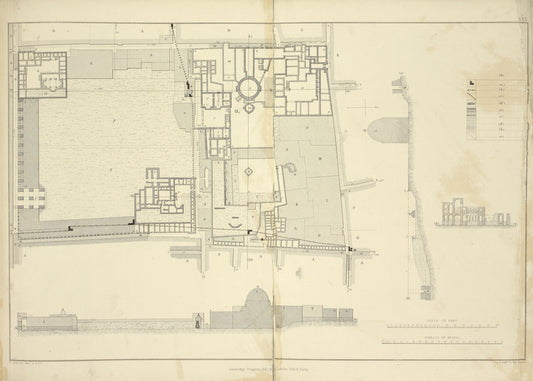 Plan and section of land surrounding the Church of the Resurrection and the Hospital of the Knights of S. John.