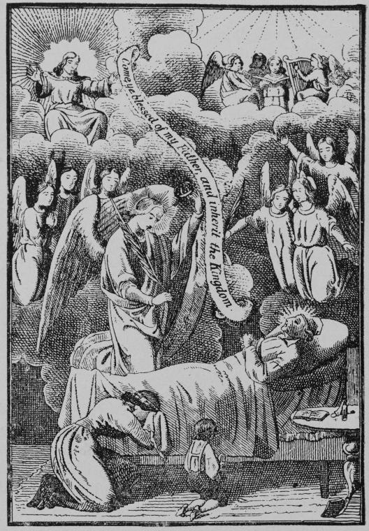 Death bed scene of the righteous.-Matt.25:34