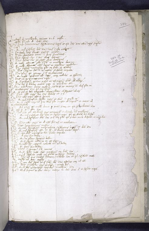 Note of contents, hand 10