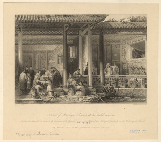 Arrival of marriage presents at the bridal residence