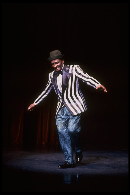 Dancer Chuck Green in a scene fr. the replacement cast of the Broadway musical revue "Black and Blue." (New York)