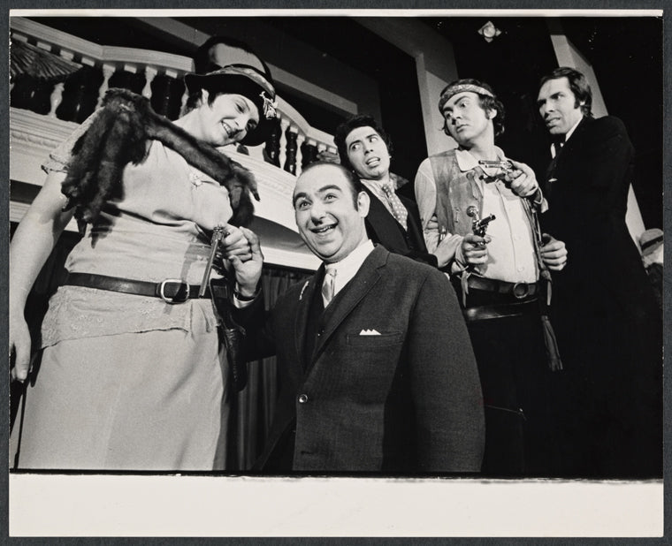 Merwin Goldsmith, Reathel Bean, Peter Lombard and unidentified others in the stage production Wanted