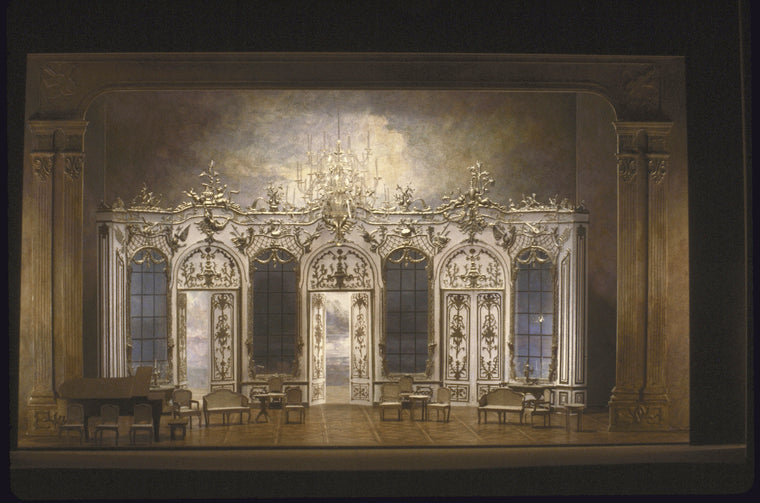 New York City Ballet - sketch by designer David Mitchell for set for "Liebeslieder Walzer", choreographer George Balanchine (New York)