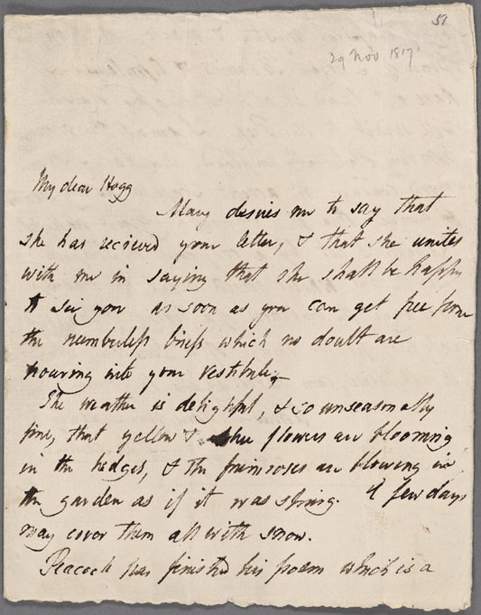Autograph letter signed to Thomas Jefferson Hogg, 28 November 1817