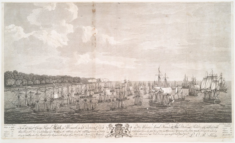 Perspective view of the landing and marching the troops along the shore, towards the fort Cojimar [Havana, Cuba].