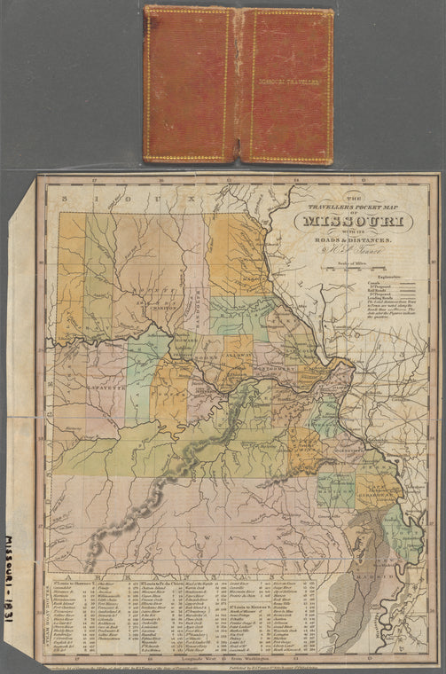 The travellers pocket map of Missouri with its roads & distances