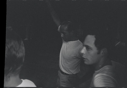 Jerome Robbins directing dancers in rehearsal for the stage production West Side Story