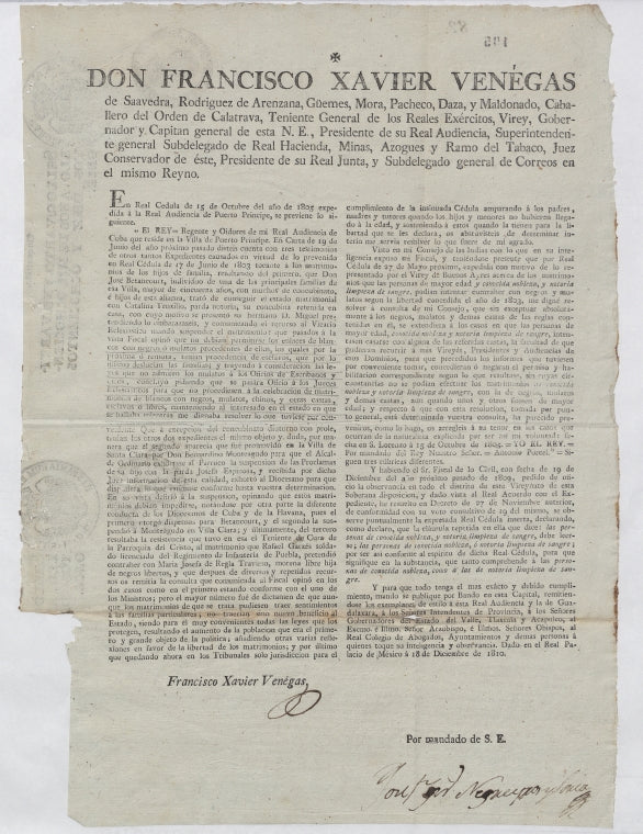 Decree prohibiting intermarriage - Mexico