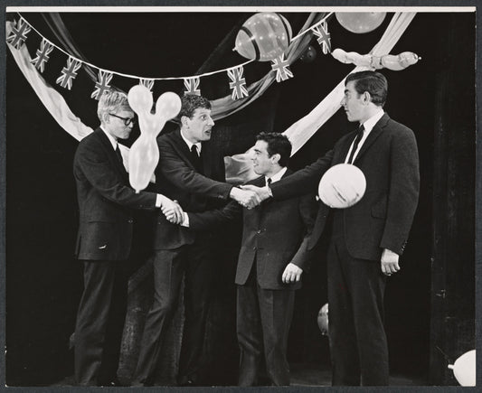 Alan Bennett, Jonathan Miller, Dudley Moore and Peter Cook in the stage production Beyond the Fringe
