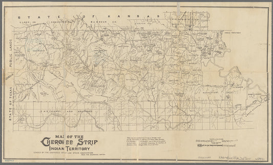 Map of the Cherokee strip, Indian Territory : leased by the Cherokee Strip Live Stock Association from the Cherokee Nation