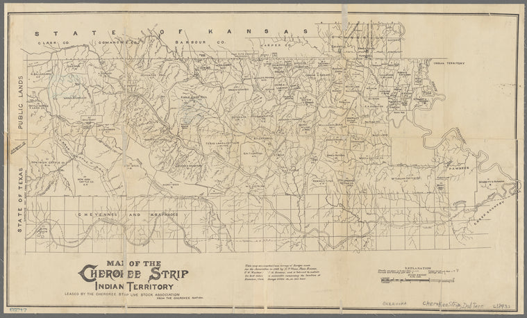 Map of the Cherokee strip, Indian Territory : leased by the Cherokee Strip Live Stock Association from the Cherokee Nation