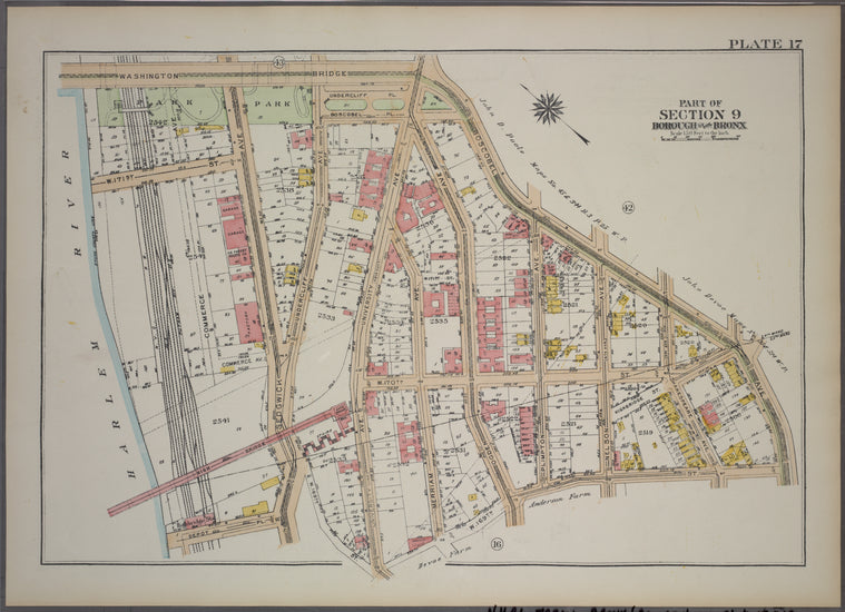 Plate 17, Part of Section 9, Borough of the Bronx. [Bounded by Washington Bridge, Boscobel Avenue, W. 169th Street and Harlem River.]