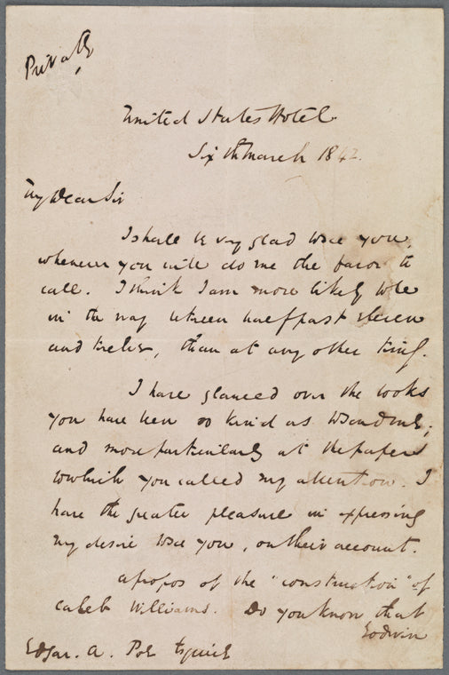 Poe, Edgar Allan. ALS to