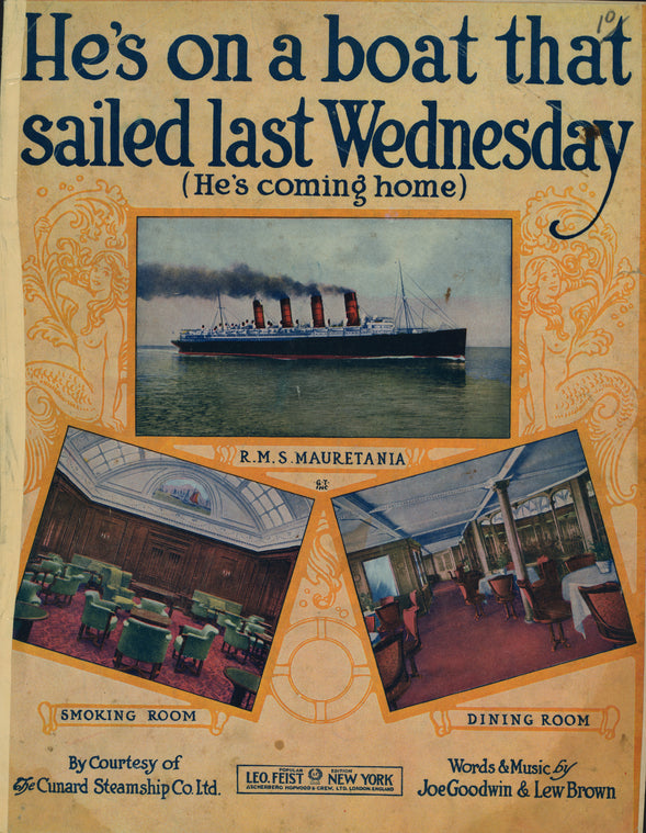 He's on a boat that sailed last Wednesday : (he's coming home)