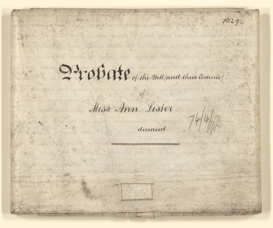 Last will and testament of Anne Lister