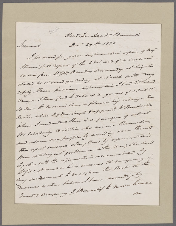 Worth, William. Headquarters barracks. To General Eustis