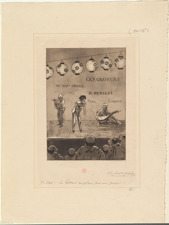 Marionnette aux lanternes japonaises, frontispice pour  "Les graveurs du XIXe siècle par H. Beraldi"