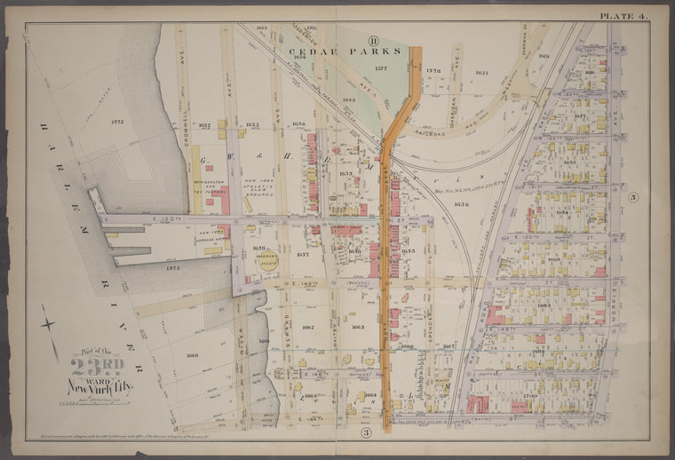 Plate 4: [Bounded by Cromwell Ave., E. 150th St., River Ave., E. 149th St., Gerard Ave., E. 144th St., Morris Ave., E. 154th St. Railroad Ave. East, E. 153rd St., Railroad Ave. West, and Sedgwick Ave.]