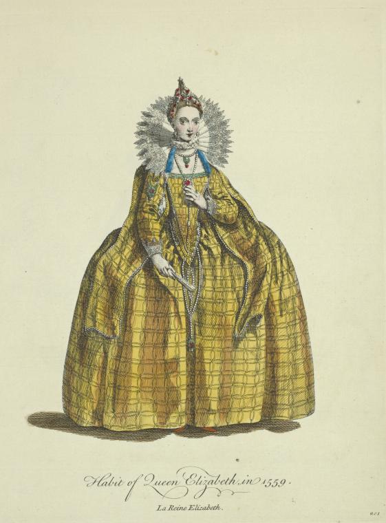 Habit of Queen Elizabeth in 1559. La reine Elizabeth.