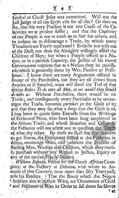 Observations on the inslaving, importing, and purchasing of Negroes; with some advice thereon, extracted from the epistle of the yearly-meeting of the people called Quakers held at London in the year 1748.