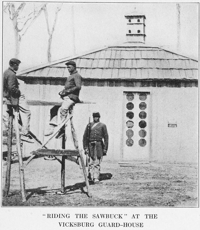 Riding the sawbuck at the Vicksburg guard-house.