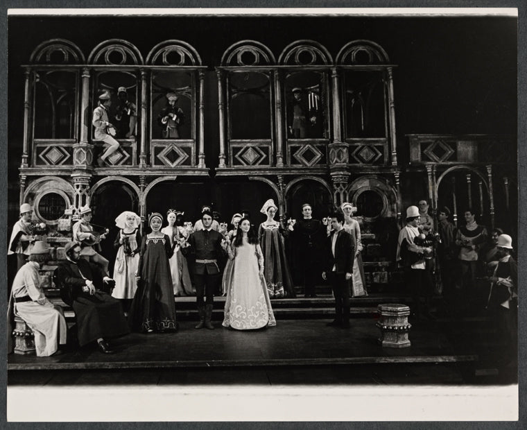 Maria Tucci [center] and unidentified others in the American Shakespeare Festival stage production Romeo and Juliet