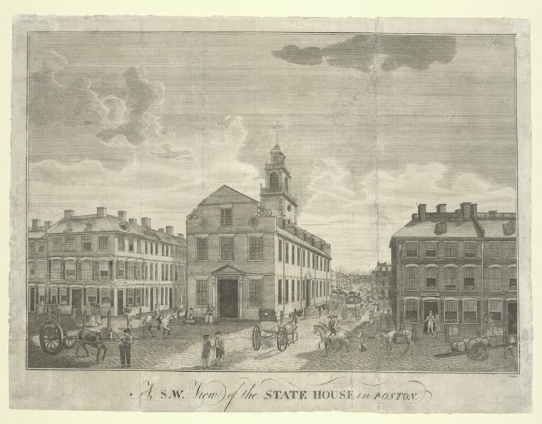 A S.W. view of the State House, in Boston.