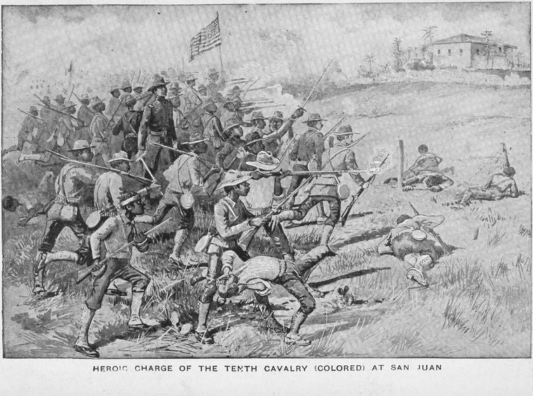 Heroic charge of the tenth cavalry (colored) at San Juan.