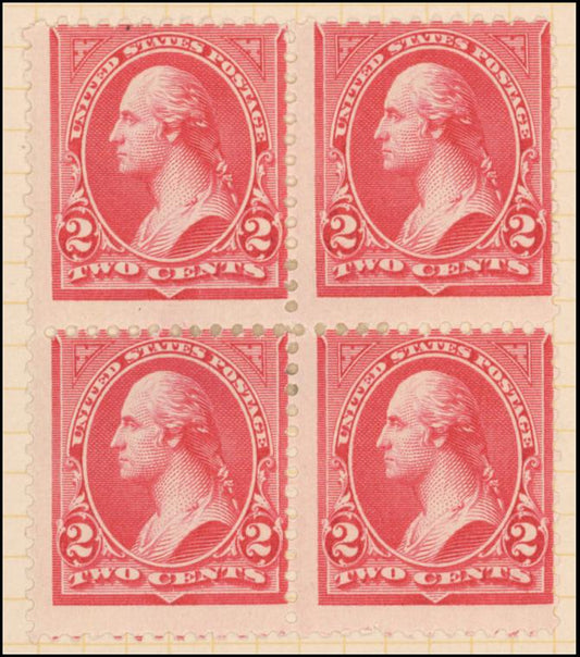2c carmine Washington block of four