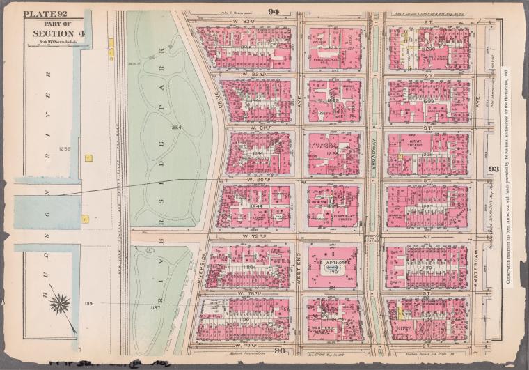 Bounded by W. 83rd Street, Amsterdam Avenue, W. 77th Street, and (Hudson River, Riverside Park) Riverside Drive