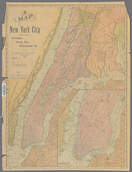 Map of New York City : showing portions of Brooklyn, Jersey City, and Westchester Co.