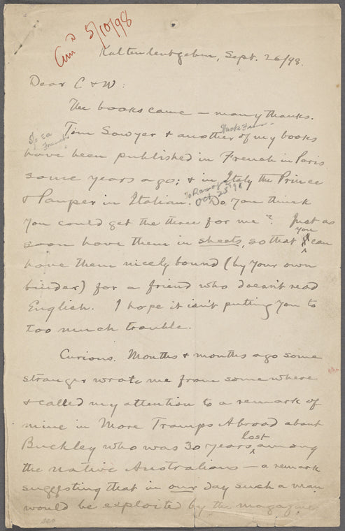 C[hatto] and W[indus], ALS to. Sep. 26, 1898.