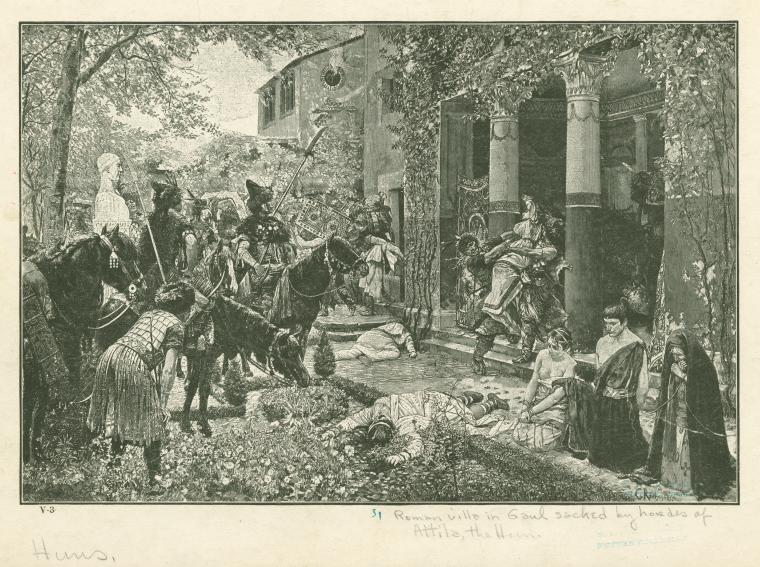 Roman villa in Gaul sacked by the hordes of Attila the Hun