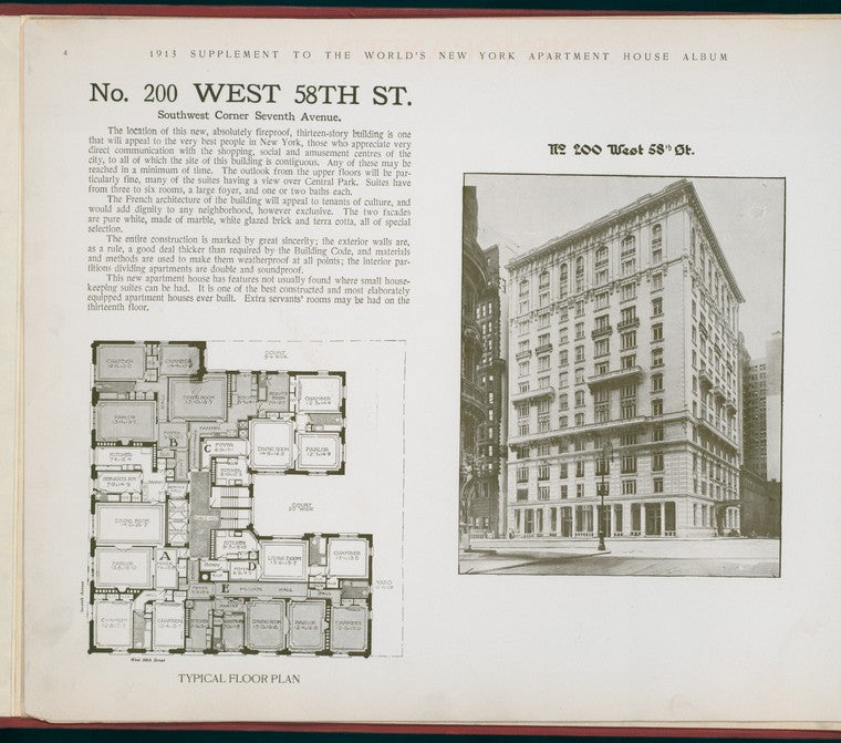 No. 200 West 58th Street. Southwest Corner Seventh Avenue.