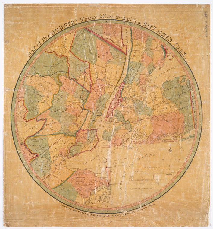 Map of the country thirty miles round the city of New York