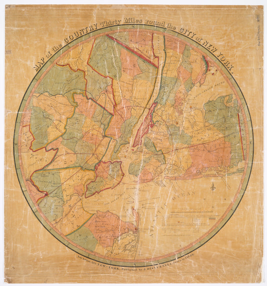 Map of the country thirty miles round the city of New York