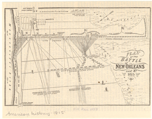 Plan of the Battle of New Orleans, Jan. 8th, 1815