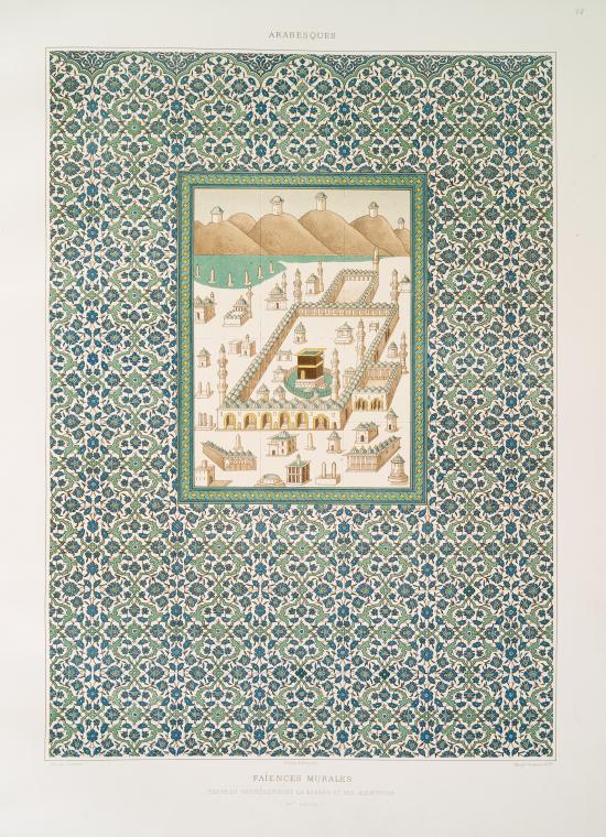 Arabesques : faïences murales : panneau représentant la kaabah et ses alentours (XVIe. siècle)