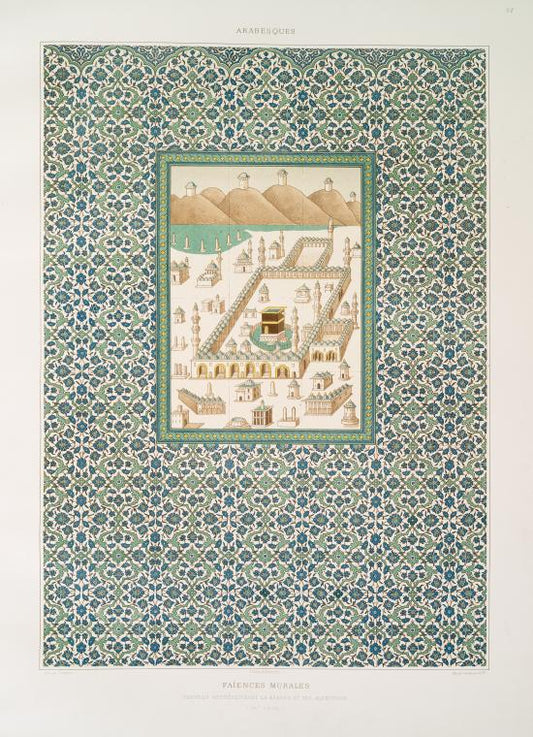 Arabesques : faïences murales : panneau représentant la kaabah et ses alentours (XVIe. siècle)