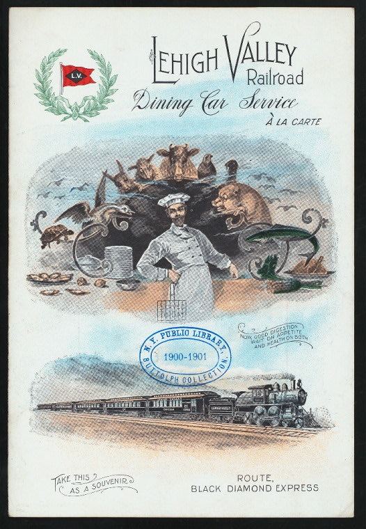 DINNER [held by] LEHIGH VALLEY RAILROAD [at] BLACK DIAMOND EXPRESS (DINING CAR;)