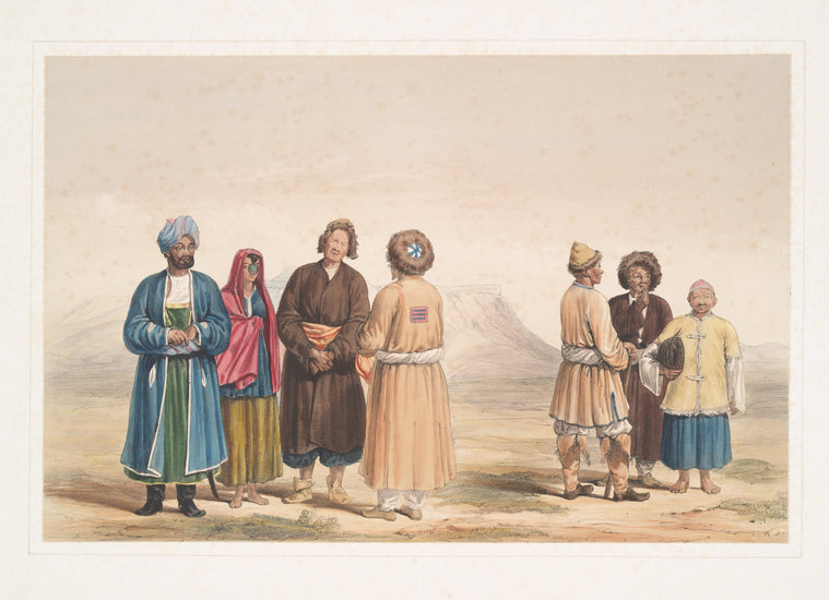 Fort of Kelat-e-Giljee, a chieftain & female of the Giljee tribe & Huzzareh peasants