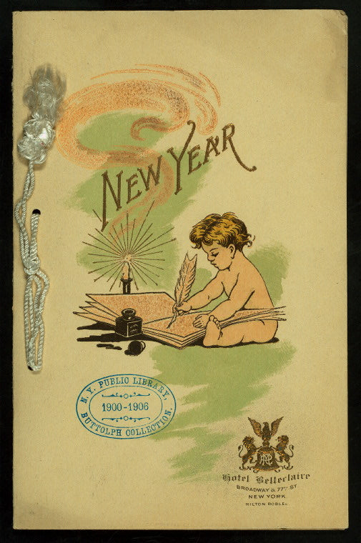 NEW YEAR'S DINNER [held by] HOTEL BELLECLAIR [at] "BROADWAY AND 77TH STREET, NEW YORK" (HOTEL;)