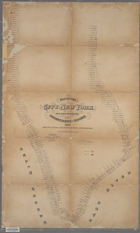 Map of the city of New York made under the direction of the Department of Docks. 1872 : showing existing and proposed piers and bulkheads / Gen. Geo. B. McClellan, Engineer in Chief.
