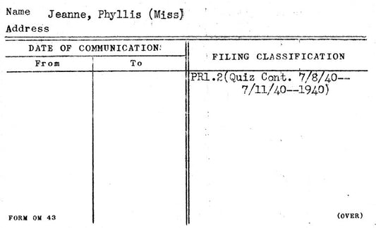 Jeanne, Phyllis (Miss)