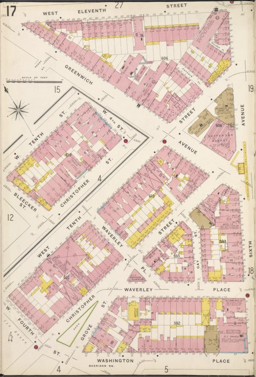 Manhattan, V. 3, Plate No. 17 [Map bounded by W. 11th St., 6th Ave., Washington Place., 4th St.]