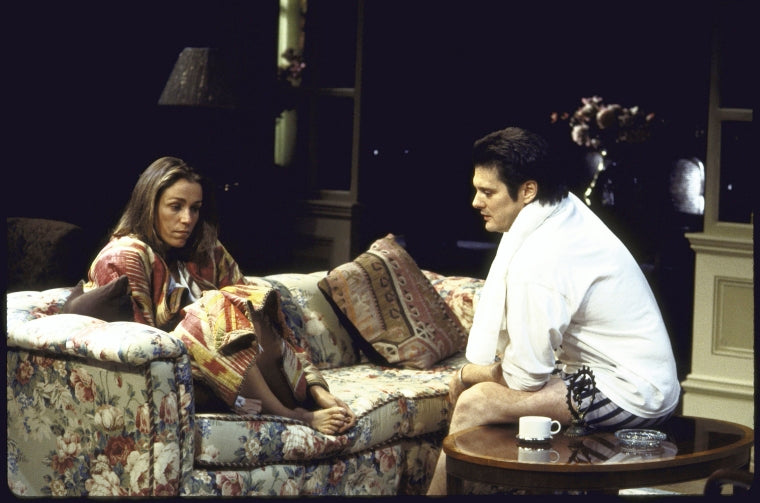 Actors Frances McDormand and John Vickery in a scene from the Lincoln Center Theater production of the play "The Sisters Rosensweig" (New York)